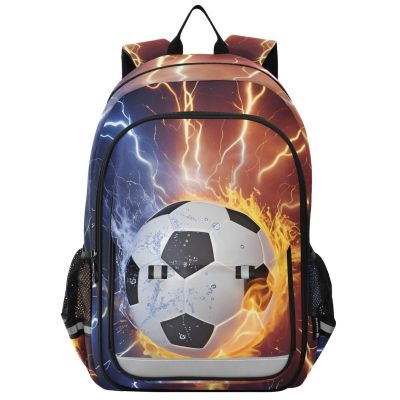 ALAZA Soccer Fire Electric Spark Laptop Backpack Purse for Women BookBags 17 inch School Bags Men Boys Girls Travel Casual Daypack