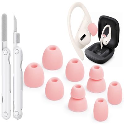 4 Pair Replacement Ear tip for Powerbeats Pro, Beats Earbuds Replacement Tips,Wireless Earphone Headphones, Silicone Earbuds Buds Set with Cleaning kit