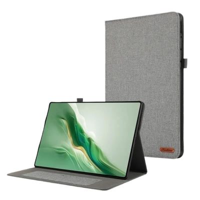 PMPLBEBAZ Soft Cowboy Fabric Tablet Case Suitable for Huawei Honor MagicPad 2 12.3inch 2024 ROD2-W09 Flip Stand Cover(Gray)
