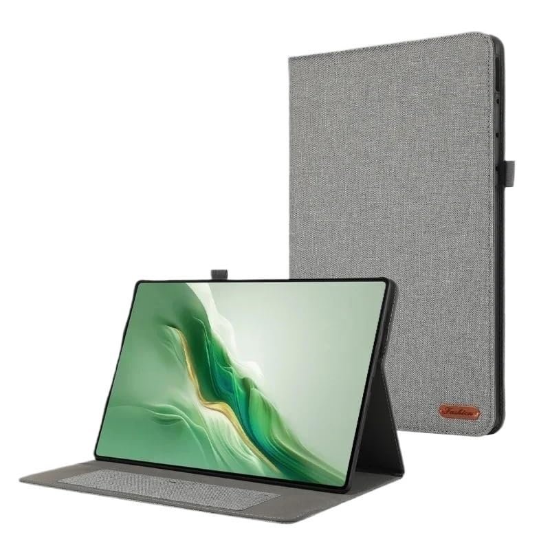 PMPLBEBAZ Soft Cowboy Fabric Tablet Case Suitable for Huawei Honor MagicPad 2 12.3inch 2024 ROD2-W09 Flip Stand Cover(Gray)