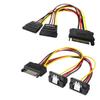 ACGTUY 1/2/5 PCS 20CM 90 Degree Straight Elbow SATA 15-Pin Male to 2 x 15P Female Y 15Pin Power Cable HDD Splitter Connector Adapter(1PCS,Elbow) view 2