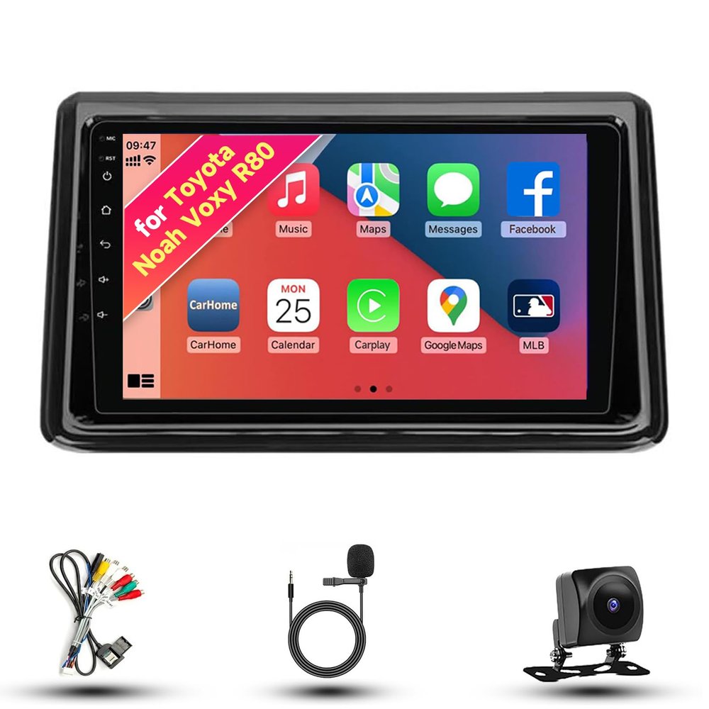 Radio for Toyota Noah Voxy R80 2014-2021 Android 13 9" IPS Touch Screen, Car Stereo with CarPlay & Android Auto, GPS Navigation DSP SWC 5G WiFi Camera 4CORE 2+32GB