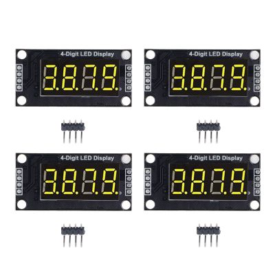 4 Sets Digital Tube Display Module with LED 4 Digit 7 Segment 0.36in Display, TM1637 Drive Chip for Installation and Clear Data Viewing (Yellow MRA110C)