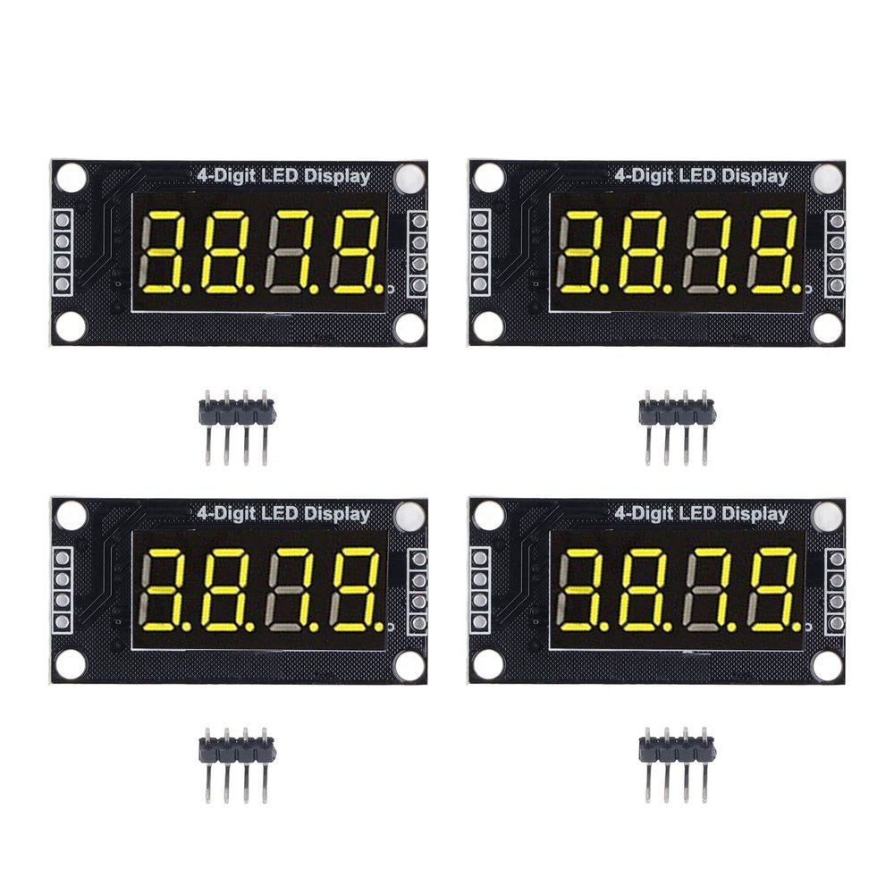 4 Sets Digital Tube Display Module with LED 4 Digit 7 Segment 0.36in Display, TM1637 Drive Chip for Installation and Clear Data Viewing (Yellow MRA110C)