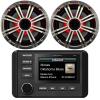 KICKER 51KMC4 3" LCD Marine Bluetooth Weather-Resistant Gauge-Style AM/FM WB/USB/AUX Media Center Receiver, 2X 6.5 195W Max Power RGB LED Coaxial Speakers, 2X 6.5 Silver Grille Speaker view 1