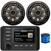 KICKER 51KMC4 3" LCD Marine Bluetooth Weather-Resistant Gauge-Style AM/FM WB/USB/AUX Media Center Receiver, 2X 6.5 150 Watt Max Power 2-Way Black Boat Audio Speakers, 50 Feet 16 Gauge Speaker Wire view 1