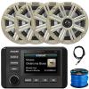 KICKER 51KMC4 3" LCD Marine Bluetooth Weather-Resistant Gauge-Style AM/FM WB/USB/AUX Media Center Receiver, 4X 6.5 195W Peak Power Coaxial Speakers W/White Grille, Radio Antenna, Speaker Wire view 1