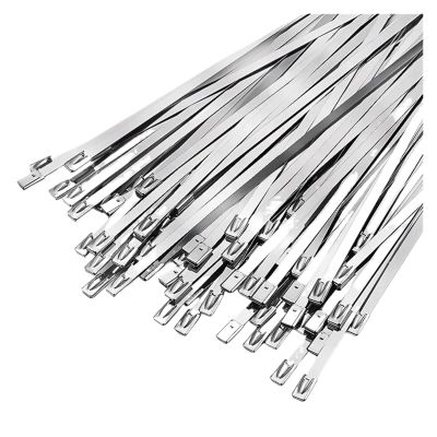 100Pcs Multi-Purpose Heavy Duty Self-Locking Stainless Steel Metal Cable Ties, Exhaust Wrap(4.6x100mm)