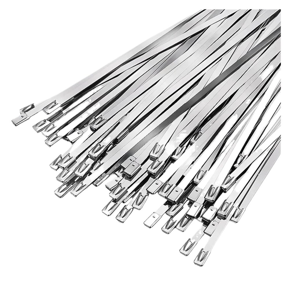 100Pcs Multi-Purpose Heavy Duty Self-Locking Stainless Steel Metal Cable Ties, Exhaust Wrap(4.6x100mm)