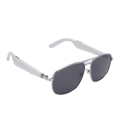 Wisoqu Smart Glasses with AI, Bluetooth 5.3 with 100+ Translation, Anti Blue Light Polarized Sunglasses for Men Woman, Multifunctional Headphones glasses (White)