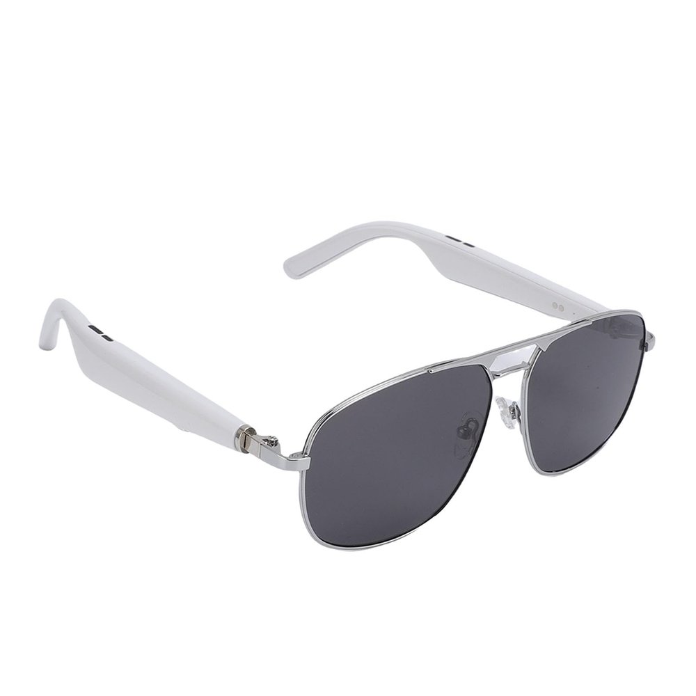 Wisoqu Smart Glasses with AI, Bluetooth 5.3 with 100+ Translation, Anti Blue Light Polarized Sunglasses for Men Woman, Multifunctional Headphones glasses (White)