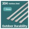 100 Pcs Multi-Function Stainless Steel Metal Cable Tie, 7.9mm Vent Locking Metal Zipper(7.9x300mm) view 3