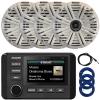 Kicker 51KMC4 3" LCD Marine Bluetooth Weather-Resistant Gauge-Style AM/FM WB/USB/AUX Media Center Receiver, 4X 6.5 195W Max Power Coaxial Speakers W/White Grille, Radio Antenna, 3X Speaker Wire view 1