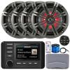 KICKER 51KMC4 3" LCD Marine Bluetooth Weather-Resistant Gauge-Style AM/FM WB/USB/AUX Media Center Receiver W/Remote Control, 4X 6.5 195W Max RGB LED Speakers W/Grille, Controller, Radio Antenna, Wire view 1