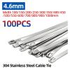100pcs Stainless Steel Multi-Purpose Metal Cable Ties 4.6mm, Coated Exhaust Wrap Locking Cable Ties(4.6x150mm) view 2