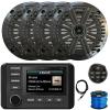 Kicker 51KMC4 3" LCD Marine Bluetooth Weather-Resistant Gauge-Style AM/FM WB/USB/AUX Media Center Receiver W/Remote Control, 4X 6.5 195W Max Power Coaxial Speakers W/Charcoal Grilles, Antenna, Wire view 1