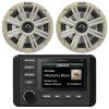 KICKER 51KMC4 3" LCD Marine Bluetooth Weather-Resistant Gauge-Style AM/FM WB/USB/AUX Media Center Receiver, 2X 6.5 195W Max Power RGB LED Coaxial Speakers, 2X 6.5 White Grille Speaker view 1