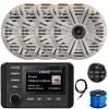 Kicker 51KMC4 3" LCD Marine Bluetooth Weather-Resistant Gauge-Style AM/FM WB/USB/AUX Media Center Receiver W/Remote Control, 4X 6.5 195W Max Power Coaxial Speakers W/Grilles, Antenna, Wire (White) view 1