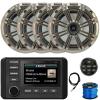 KICKER 51KMC4 3" LCD Marine Bluetooth Weather-Resistant Gauge-Style AM/FM WB/USB/AUX Media Center Receiver W/Remote Control, 4X 6.5 195W Max Power Coaxial Speakers W/Silver Grilles, Antenna, Wire view 1