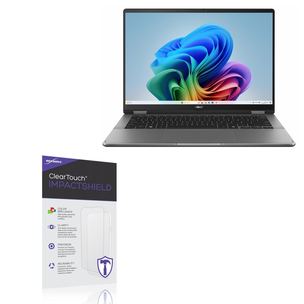 BoxWave Screen Protector Compatible With ASUS Vivobook 14 Flip (TP3407) - ClearTouch ImpactShield (2-Pack), Impenetrable Screen Protector Flexible Film