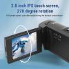 2.7K 50MP 16X Digital Video Camera Camcorder with 2.8 Inch 270 Degree Rotation Screen, LED Fill Light, Recording While Charging, Live Streaming Webcam Functionality view 2