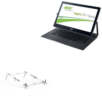 BoxWave Stand and Mount Compatible with Acer Aspire R 13 (R7-372T) - Pocket Aluminum Stand 3-in-1, Portable Multi Angle Viewing Riser - Metallic Silver
