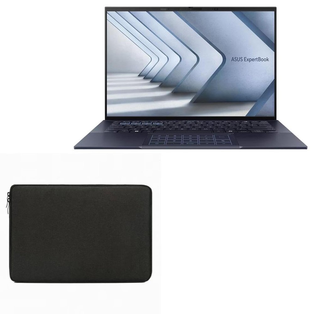 BoxWave Case Compatible with ASUS ExpertBook B9 OLED Model B9403CVAR (14 in) - QuickZip PlushSuit, Dual Zipper Sleeve Pouch Case with Soft Interior - Jet Black