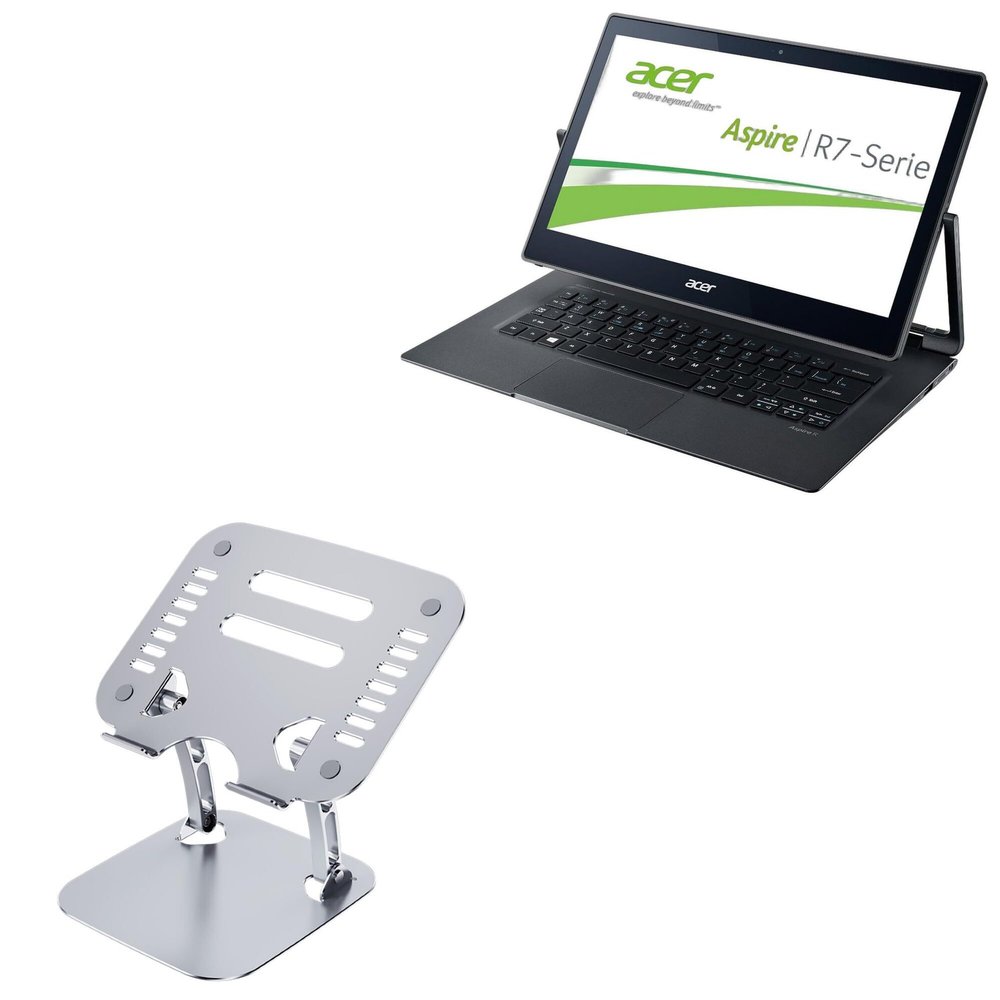 BoxWave Stand and Mount Compatible with Acer Aspire R 13 (R7-372T) - Executive VersaView Laptop Stand, Ergonomic Adjustable Viewing Angle Metallic Riser - Metallic Silver