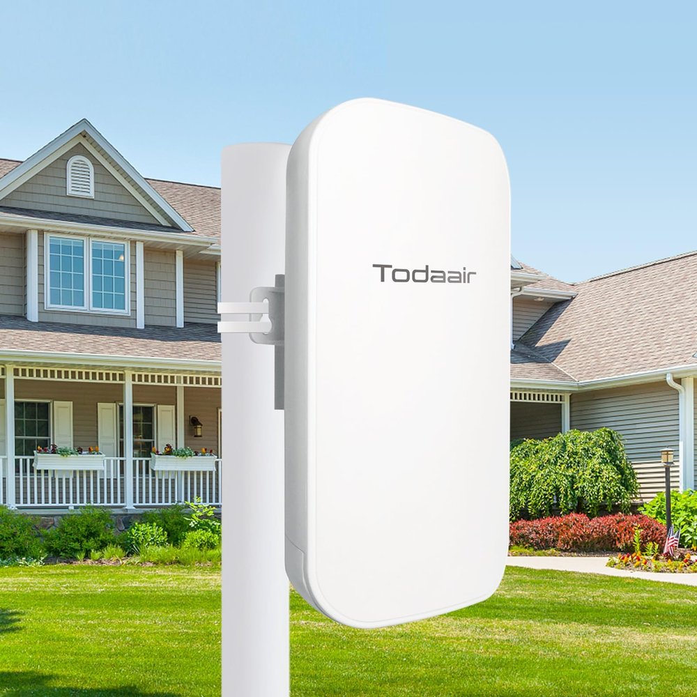 TODAAIR Outdoor WiFi ExtenderWiFi Booster | AI Watchdog | Repeater&AP ModeIP65 Weatherproof | Up to 1200Mbps Dual Band WiFi Repeater | Covers Up to Least 3440 Sq. ft and 30 Devices