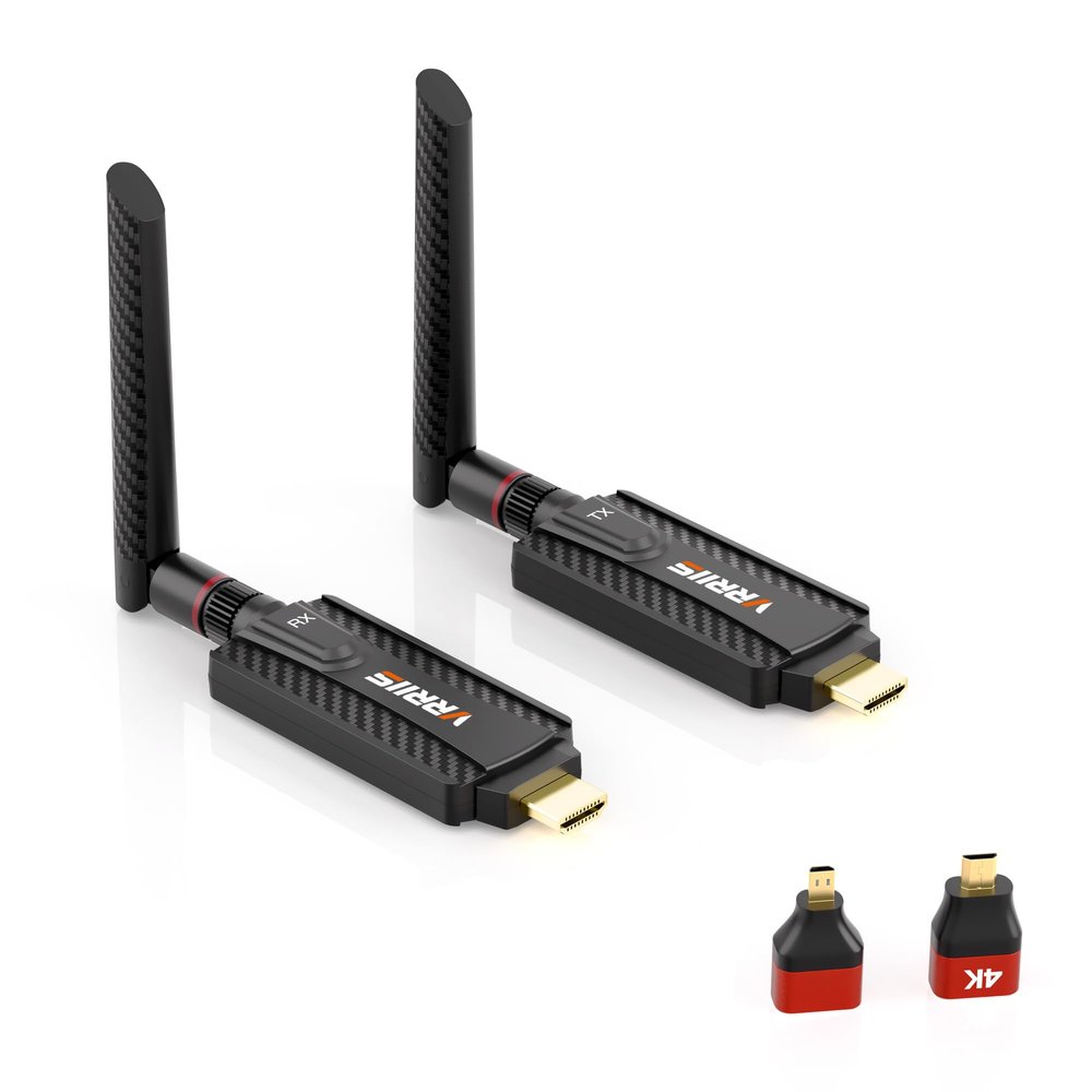 Vrriis Wireless HDMI Transmitter and Receiver,Plug and Play,1080P Wireless HDMI Extender Kit Support 2.4GHz and 5GHz for Streaming Video from Laptop,Pc,TV Box to Monitor,TV,Projector