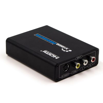3RCA AV CVBS Composite & S-Video R/L Audio to HDMI Converter Adapter with 4 : 3/16 : 9 Aspect Ratio Switch /3.5mm Audio / 480P/576P/720P/1080P Output Switch for VHS/VCR/DVD Player to View on HDMI TVs