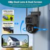 Dual Lens Security Cameras Outdoor, 6MP WiFi Surveillance Camera, Home Security Surveillance System, 360View, IP67 Waterproof, Motion Detection,Two-Way Audio, Light Alarm (2pack) view 2