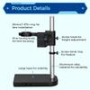 Adjustable Digital Microscope Stand with Dual Ring (1.97In/1.57In), Aluminum Alloy Camera Holder for Lab, Industrial and Digital Stereo Microscopes view 4
