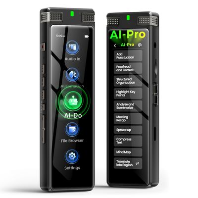 136GB AI Voice Recorder, TIMMKOO Digital Voice Recorder with Playback, Offline Transcribe and Online Summarize/Mindmap/Translation Base on AI Technology, Voice Activated Audio Recorder (Black)
