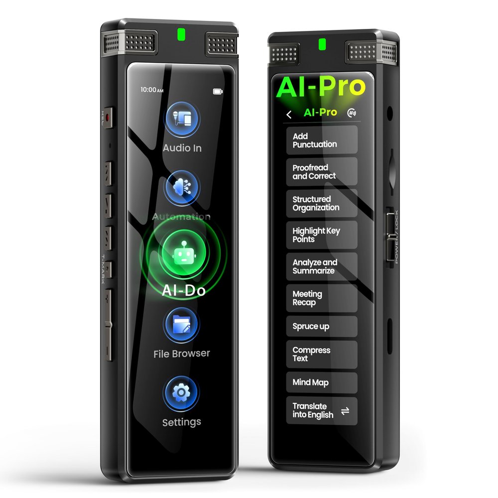 136GB AI Voice Recorder, TIMMKOO Digital Voice Recorder with Playback, Offline Transcribe and Online Summarize/Mindmap/Translation Base on AI Technology, Voice Activated Audio Recorder (Black)