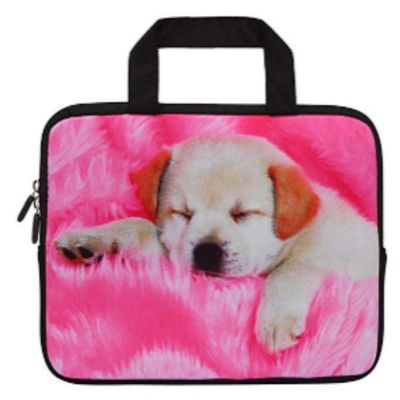 14 15 15.4 15.6 inch Laptop Handle Bag Computer Protect Case Pouch Holder Notebook Sleeve Neoprene Cover Soft Carrying Travel Case for Dell Lenovo Toshiba HP Chromebook ASUS Acer(Pink Dog)