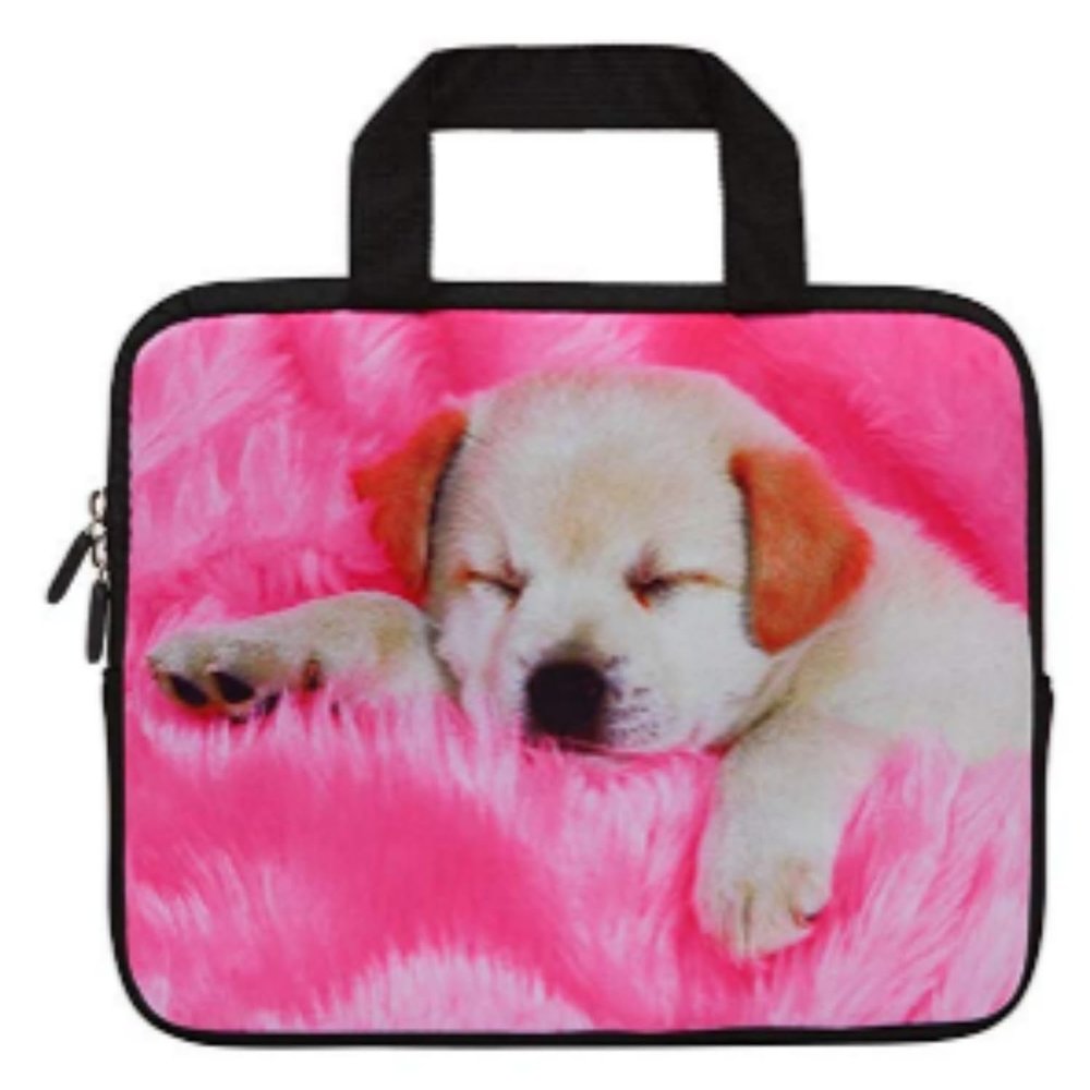 14 15 15.4 15.6 inch Laptop Handle Bag Computer Protect Case Pouch Holder Notebook Sleeve Neoprene Cover Soft Carrying Travel Case for Dell Lenovo Toshiba HP Chromebook ASUS Acer(Pink Dog)