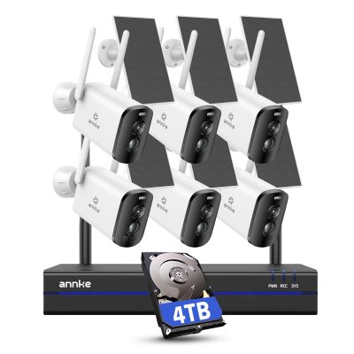 ANNKE Wireless Outdoor Camera, 16CH Expandable 4K NVR with 6pcs 4MP Cameras, 4TB HDD, Home Security Camera System, Alexa Complitable, Two-Way Audio, Instant Alerts, Remote Access, Alexa Complitable
