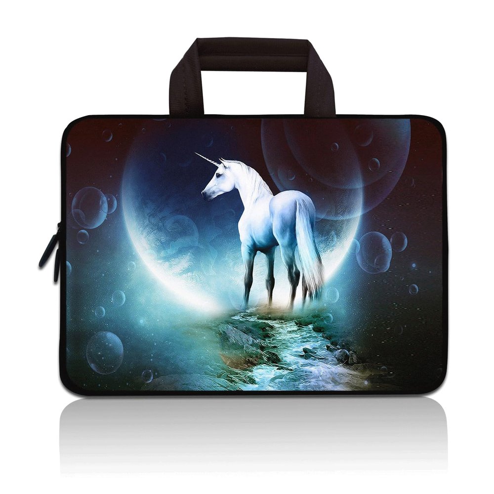14 15 15.4 15.6 inch Laptop Handle Bag Computer Protect Case Pouch Holder Notebook Sleeve Neoprene Cover Soft Carrying Travel Case for Dell Lenovo Toshiba HP Chromebook ASUS Acer(Unicorn & Moon)