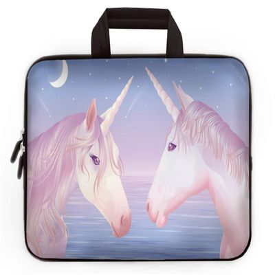 14 15 15.4 15.6 inch Laptop Handle Bag Computer Protect Case Pouch Holder Notebook Sleeve Neoprene Cover Soft Carrying Travel Case for Dell Lenovo Toshiba HP Chromebook ASUS Acer(Two Unicorns)