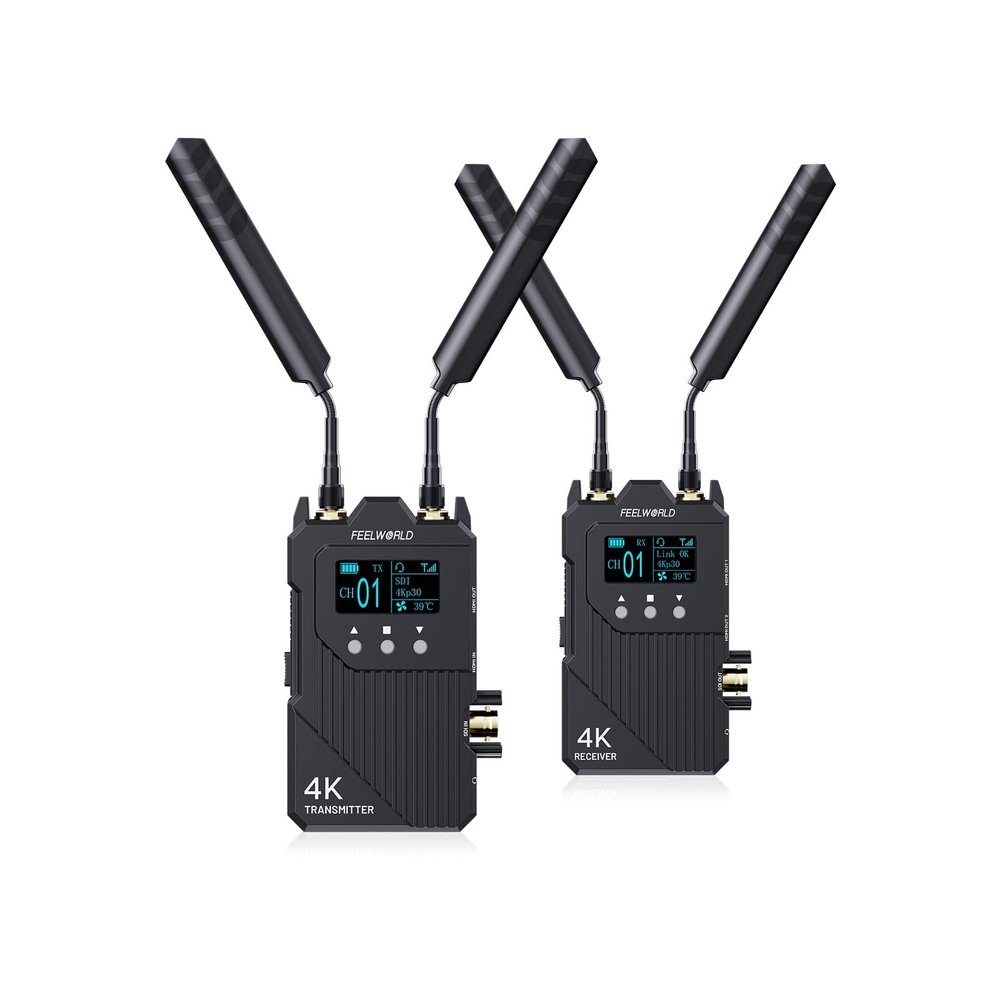 FEELWORLD WT1S 4K Wireless Video Transmission System SDI Dual HDMI with 1000ft Transmission Distance 0.08s Low Latency Full Duplex Intercom Live Streaming