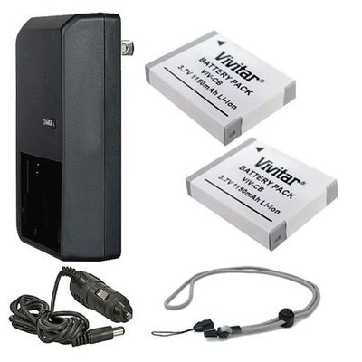 High Capacity Batteries (2 Units) + AC/DC Travel Charger Compatible with Nikon CoolPix P100 + Krusell Multidapt Neck Strap (Black Finish)