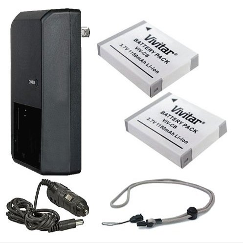 High Capacity Batteries (2 Units) + AC/DC Travel Charger Compatible with Nikon CoolPix P100 + Krusell Multidapt Neck Strap (Black Finish)