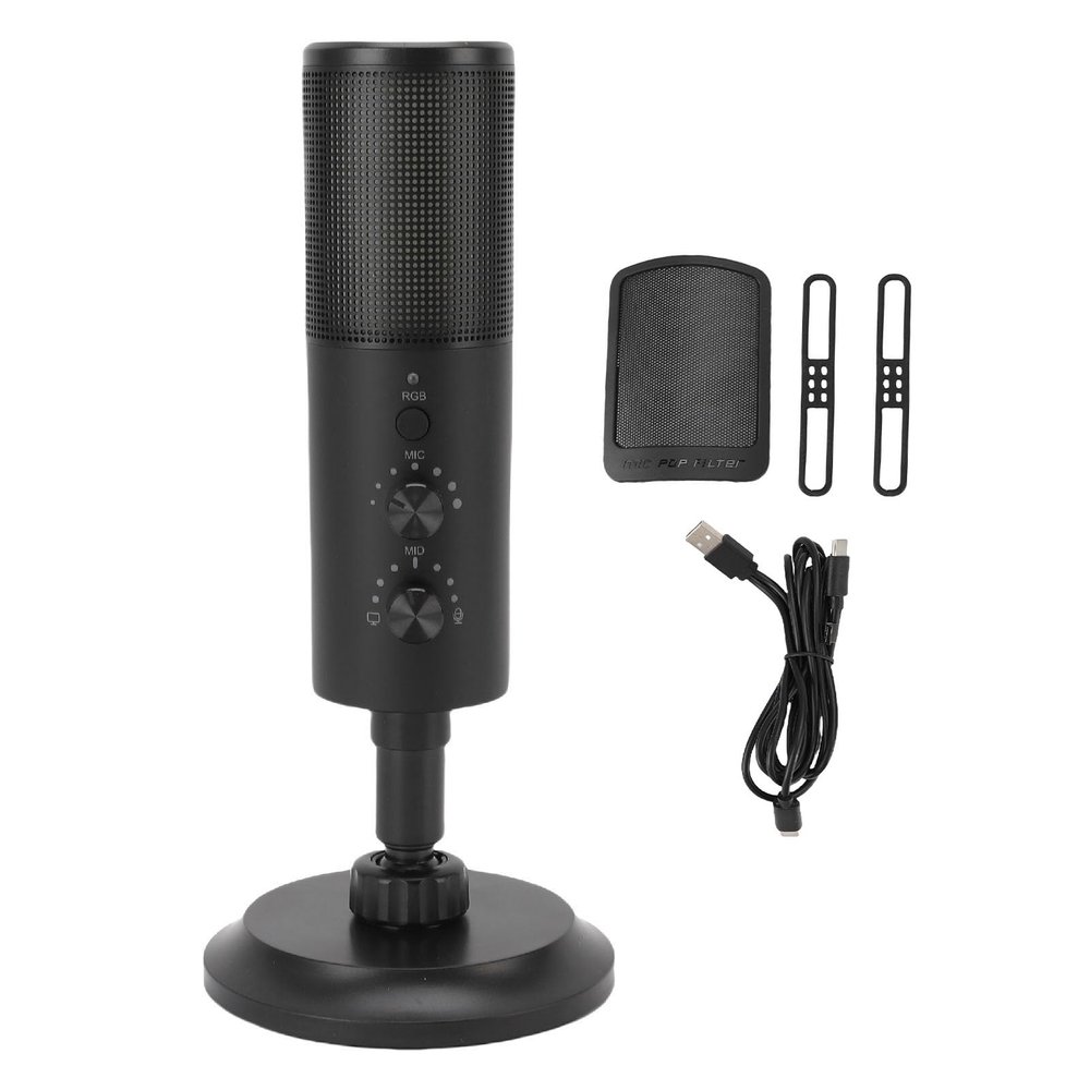 Yoidesu USB Dynamic Microphone for Podcast, RGB Dynamic Cardioid Gaming Streaming Mic, Vocal Mic for OS X for WINS
