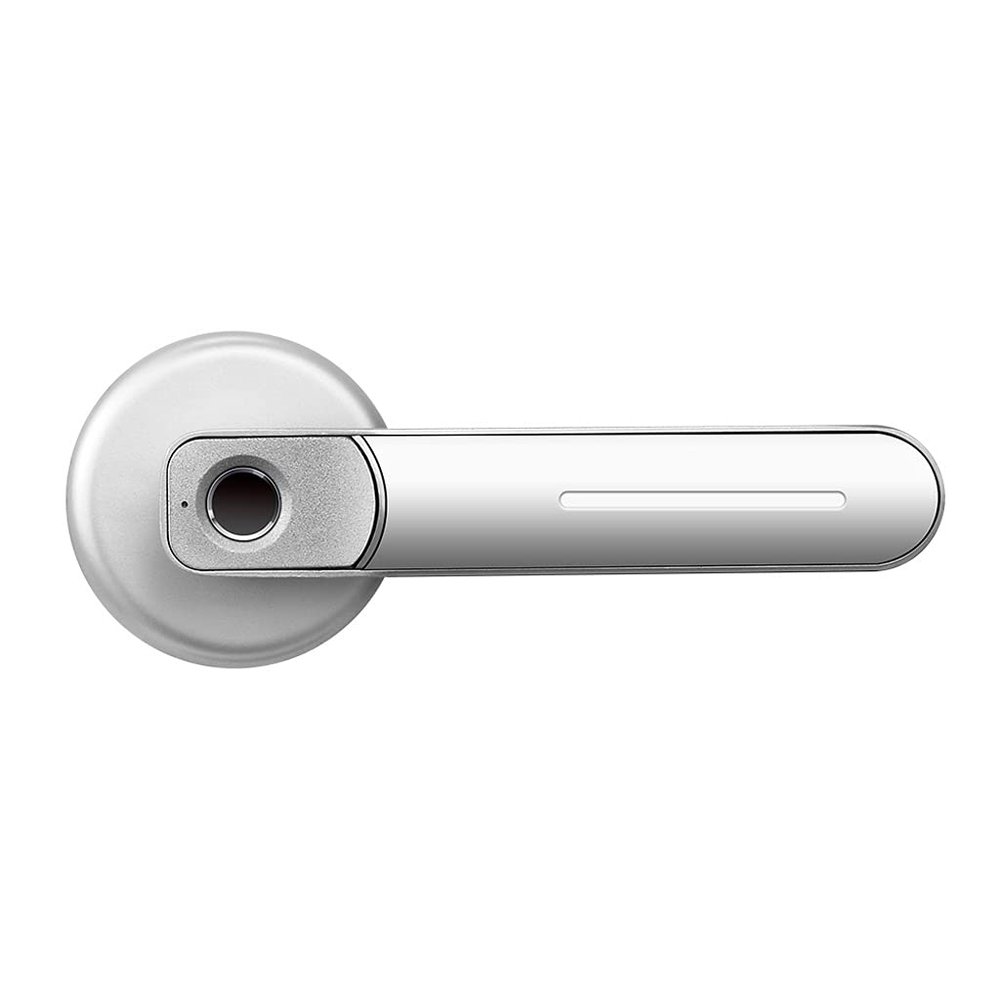 GAORUIFENG Fingerprint Door Lock Handle USB Rechargeable Anti Theft Smart Electric Keyless Security Entry with 2 Keys for Home (Color : Gray) (Silver)
