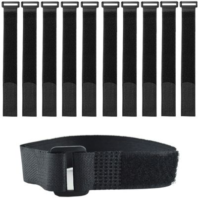 HUAHAITGCH 10 Pack (20 x 1 Inch) Reusable Fastening Cable Ties and Cable Straps,Adjustable Multi-Purpose Hook and Loop Straps Nylon Cable Ties Organizer Fastener Management Wire Straps