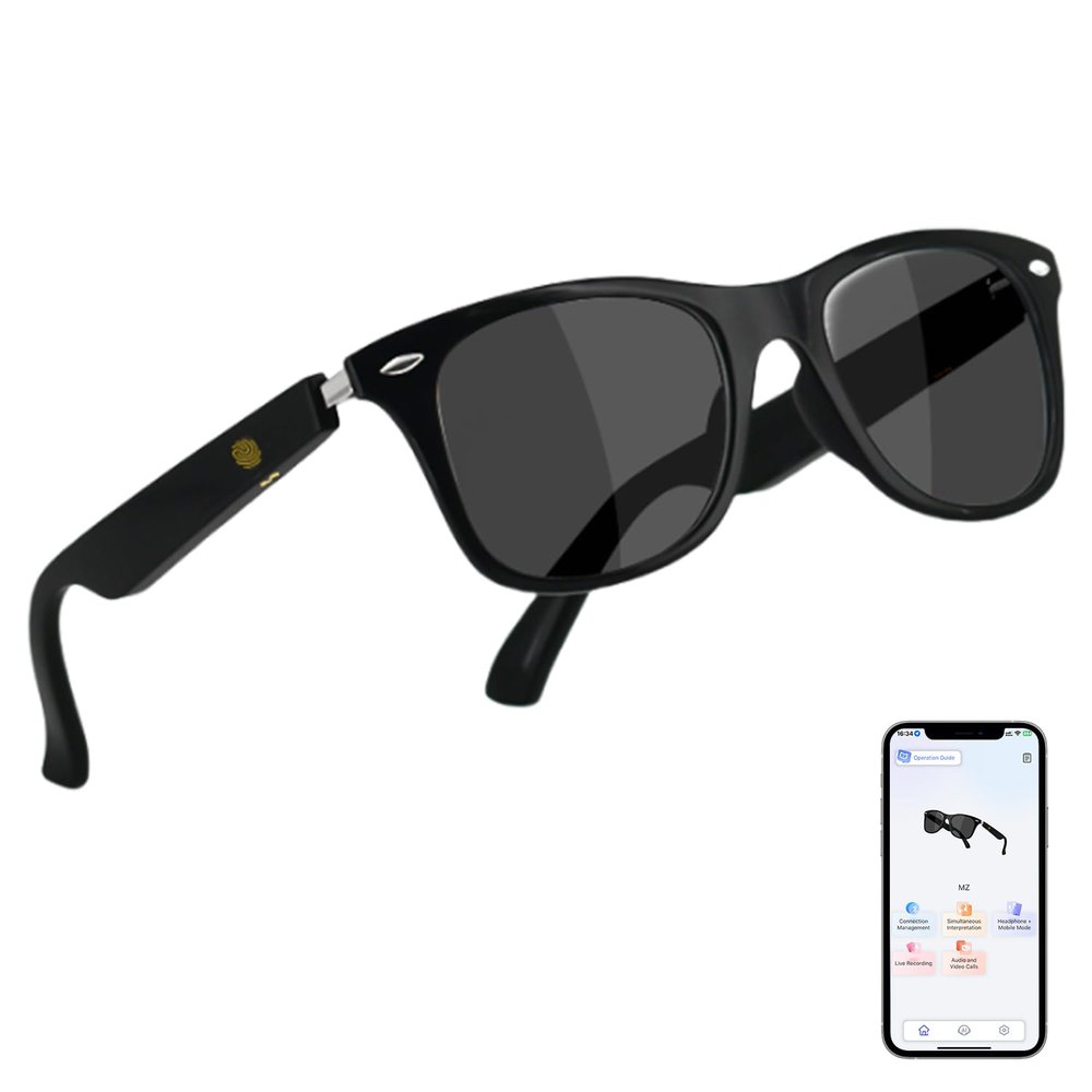 AI Smart Translation Glasses, Noise Reduction & UV400 Protection, Powered By GPT, Support 160+ Languages Multi-Functional Translation Sunglasses, Unisex Translator Glasses for Business/Travel/Study