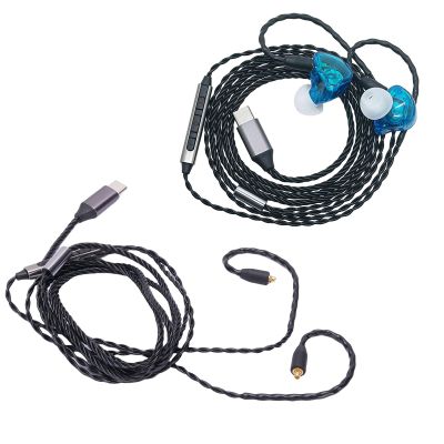 Gugxiom Type C MMCX IEM Cable with Mic, OFC Plated in Ear Monitor Cable Fit for Headphones with MMCX Connectors for IE300 IE600 IE900 and More - 47.24in