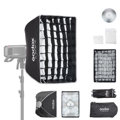 Godox Mini Softbox 30cm*45cm/ 11.8in*17.7in with Grid Diffuser Fast-Setup Bowens Mount Umbrella Softbox Compact Photography Lighting Softbox for Photography Continuous Light Monolight Strobe Flash