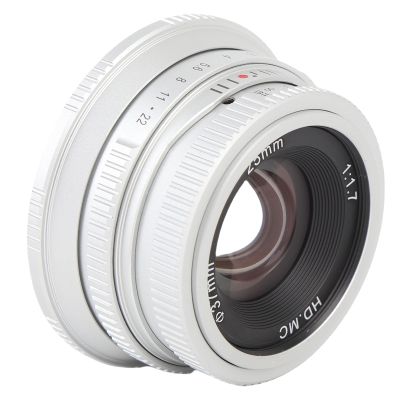 25mm F1.7 Manual Lens - Large Aperture & Zoom Burst Effect for M4/3 Cameras, Lightweight Aluminum Alloy with 10-Blade Bokeh (20cm Close Focus (Silver)